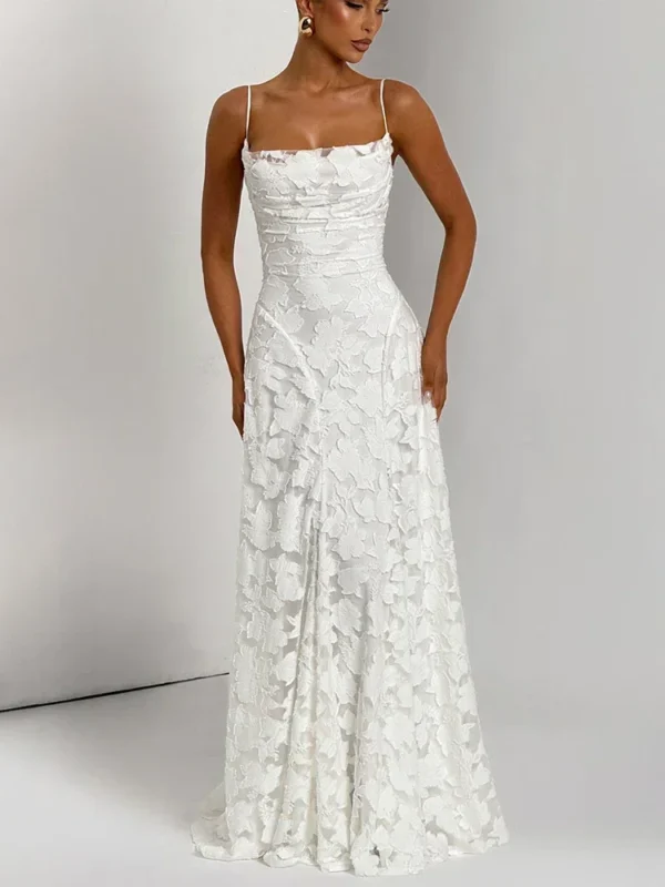 Elegant Backless Maxi Dress with Spaghetti Straps for Women