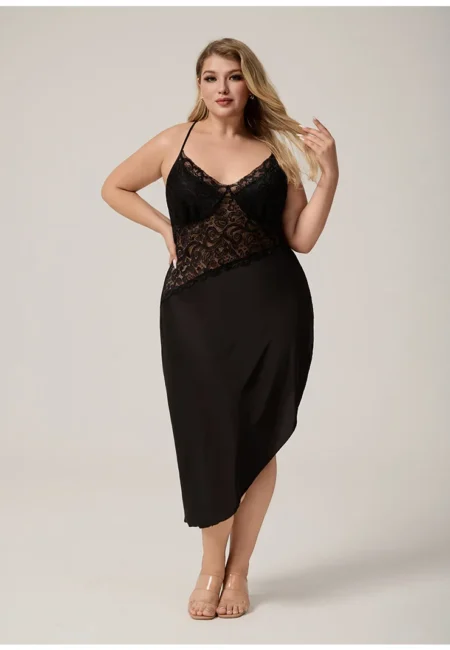 Silky Backless Lace Nightgown for All Sizes - Elegant Sleepwear