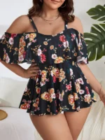 Chic Plus Size Print Ruffle Tankini Set for Confident Curves - Image 5
