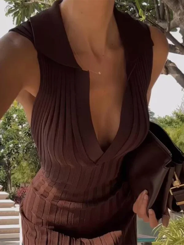 Sophisticated A-Line Long Dress for Women - Sleeveless Elegance