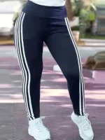 Plus Size Women's Striped Leggings for Comfort & Style - Image 2