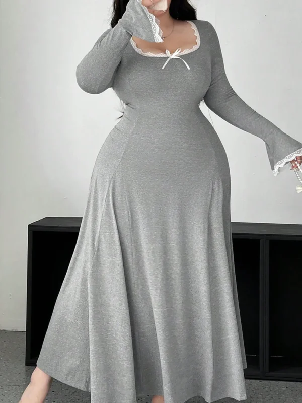 Timeless Grey Plus Size A-Line Maxi Dress for Effortless Elegance