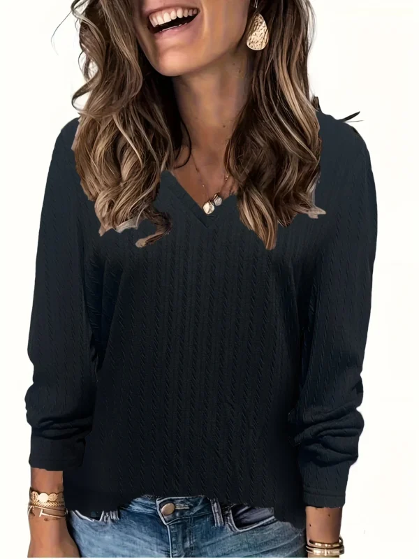 Autumn Plus Size Twist V-Neck Long Sleeve Tee in Rich Hues