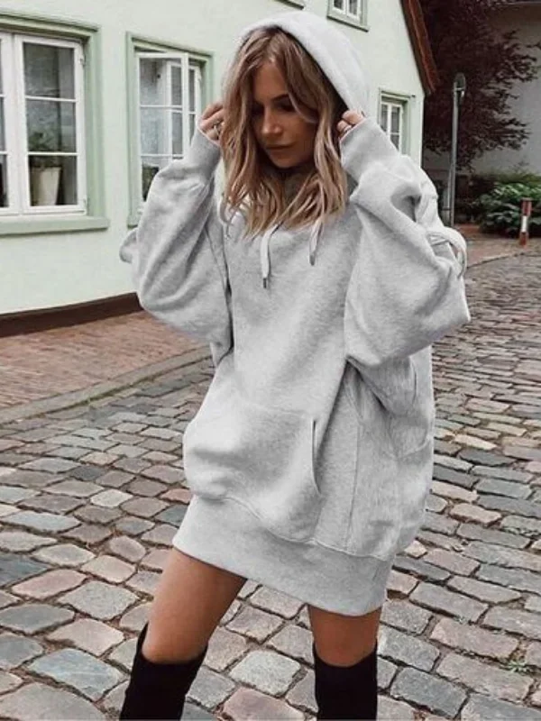Hot Selling Women's Solid Color Pullover Hooded Loose Long Sleeved Thickened Hoodie for Women