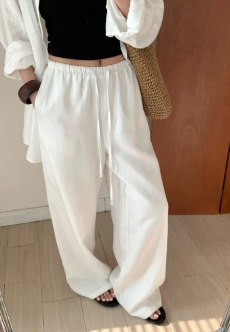 Luxe Linen-Cotton Wide Leg Pants - Breathable Summer Style