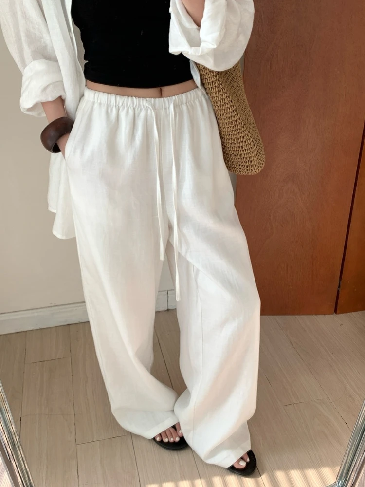 kf-S83641deddae24ad2b8b1db2abd697c6fG Luxe Linen-Cotton Wide Leg Pants - Breathable Summer Style