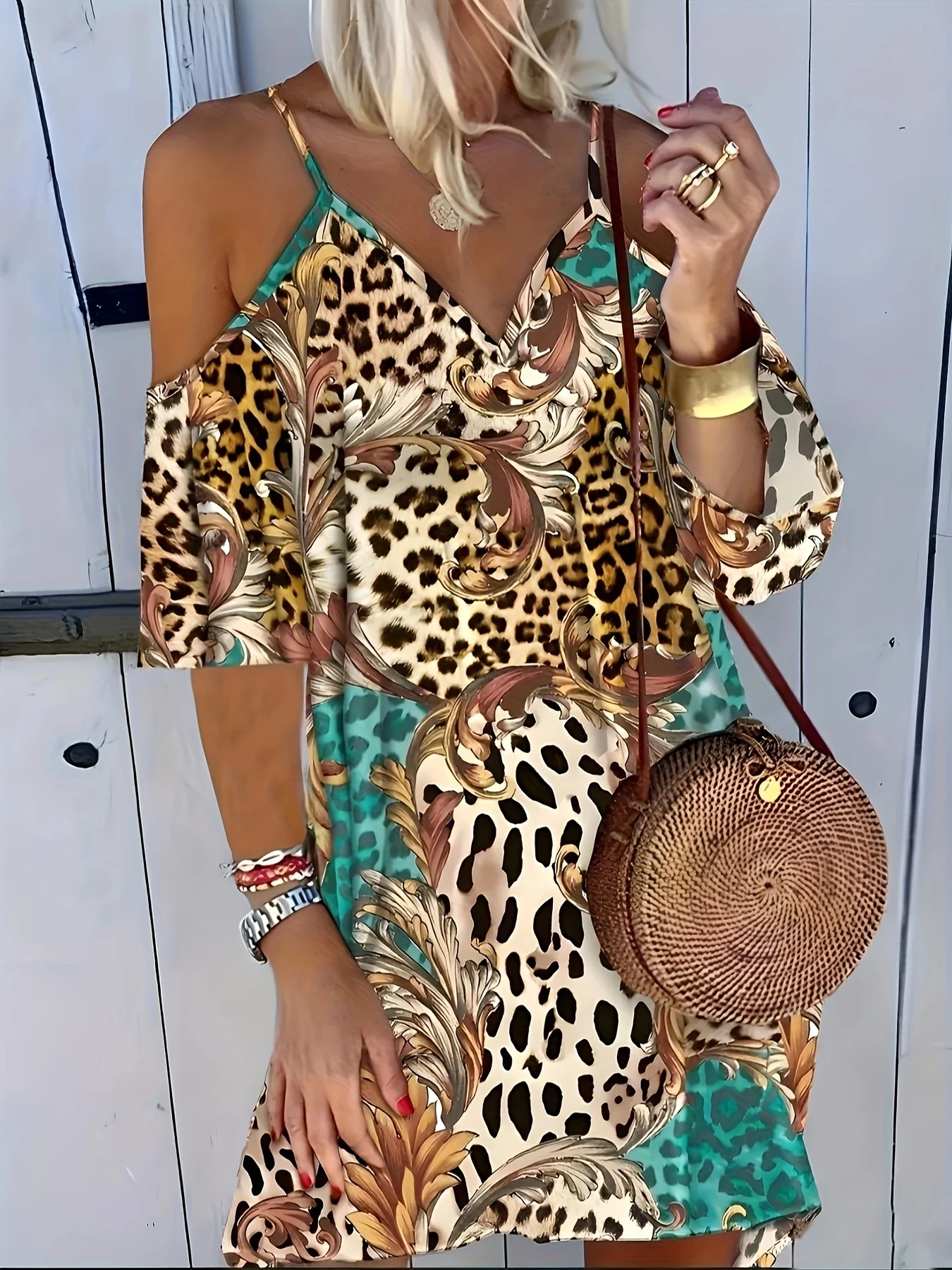kf-S8e9e88657e5e49deb44191b92006448aw Elegant Plus Size Leopard Print Off-Shoulder Summer Dress