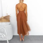 Elegant Backless Spaghetti Strap Dress for Evening Parties - Image 4