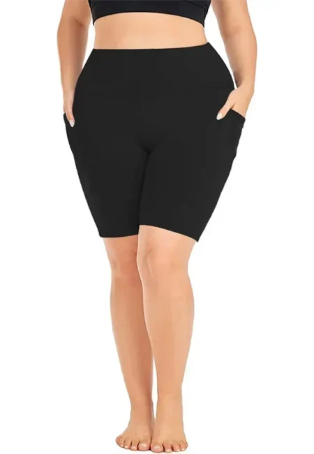 Plus Size High-Waisted Yoga Shorts with Pockets for Activewear