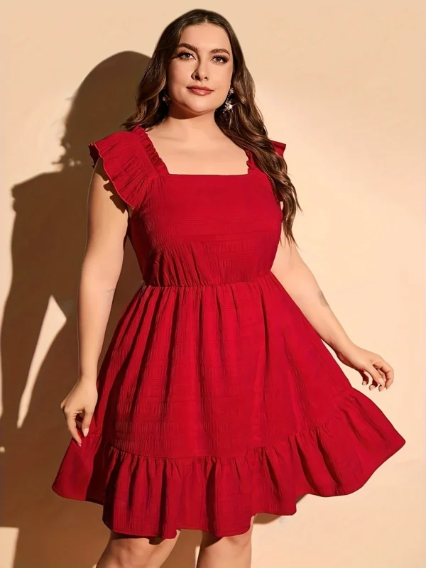 Elegant Plus Size Red Dress with Ruffles for Summer Fun