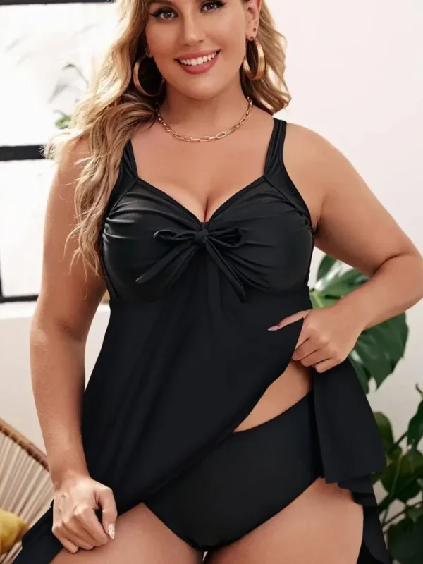 Elegant Plus Size Bikini Set with Stylish Net Gown