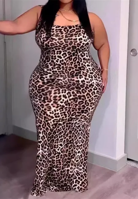 Wild Leopard Print Maxi Dress - Curve Flattering Summer Style 5 XL