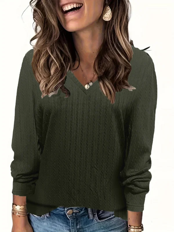 Autumn Plus Size Twist V-Neck Long Sleeve Tee in Rich Hues