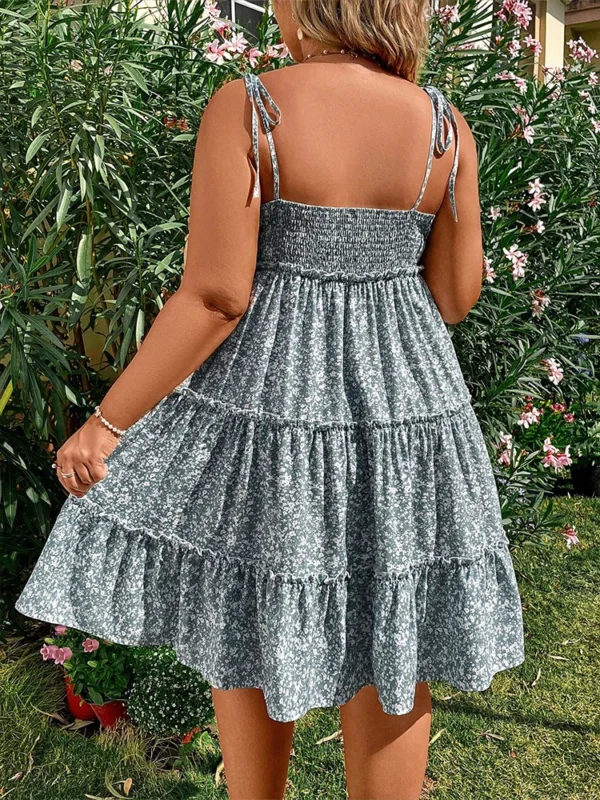 Plus Size  Summer New Women's Halter Backless Hollow Out Short Sleeve Dress Bohemian Mini Floral Dress Best of Summer