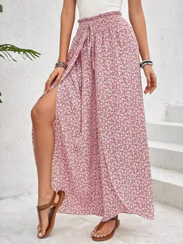 Chic Floral Wide Leg Skirt Pants for Effortless Summer Style