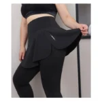 Plus Size High-Waisted Yoga Leggings with Skirt & Pockets - Image 6