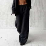 Elegant Cotton Linen Baggy Pants Fashion Women High Waist Drawstring Pocket Loose Wide Leg Pant Casual Streetwear New Trousers - Image 4