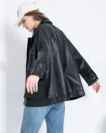 Chic Vintage PU Leather Jacket for Women with Belted Style - Image 4