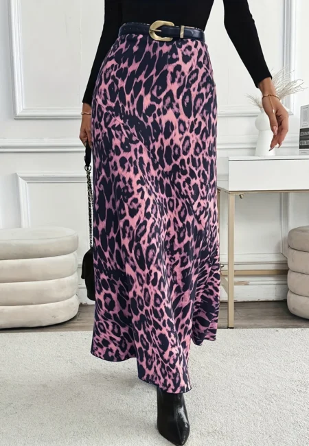 Trendy Tie-Dye Pink Autumn Skirt for Curvy Women 1 XL-5 XL