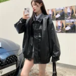 Chic Faux Leather Jacket for Women - Vintage Biker Style - Image 6