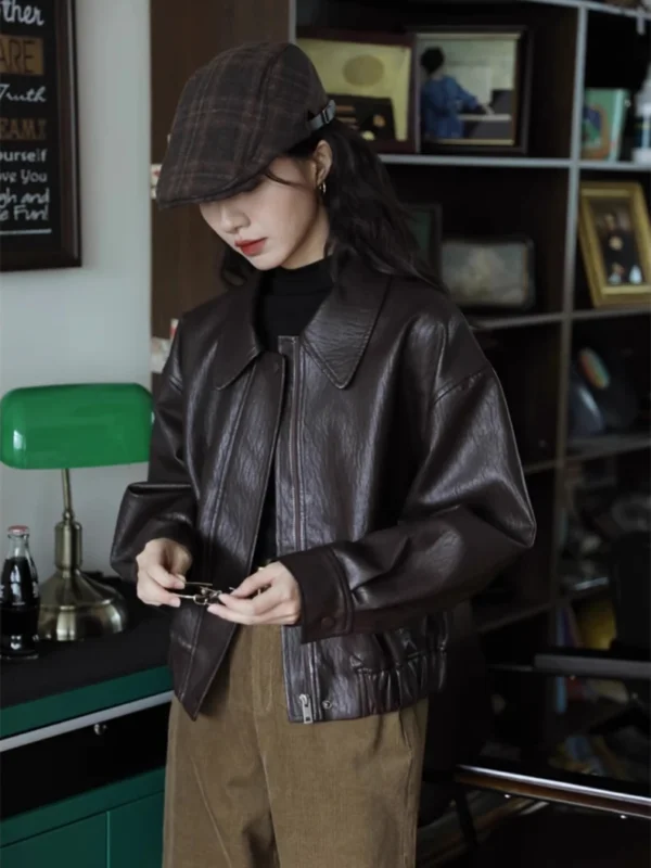 Chic Ailegogo Women's Faux Shearling Motorcycle Jacket