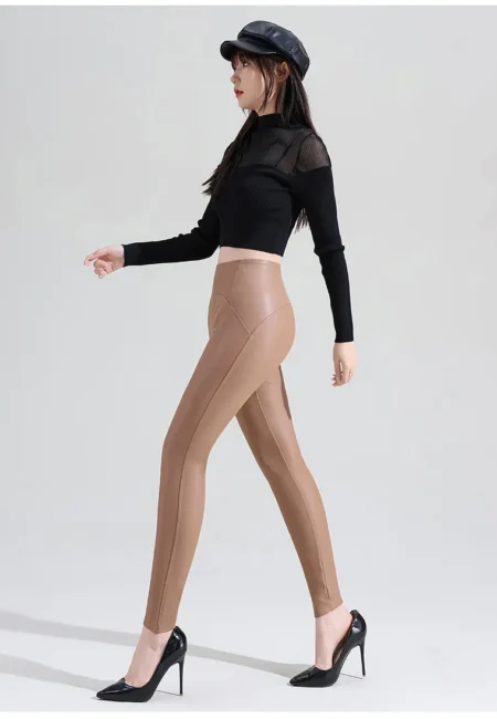 Luxurious Fleece-Lined Faux Leather Leggings for Women