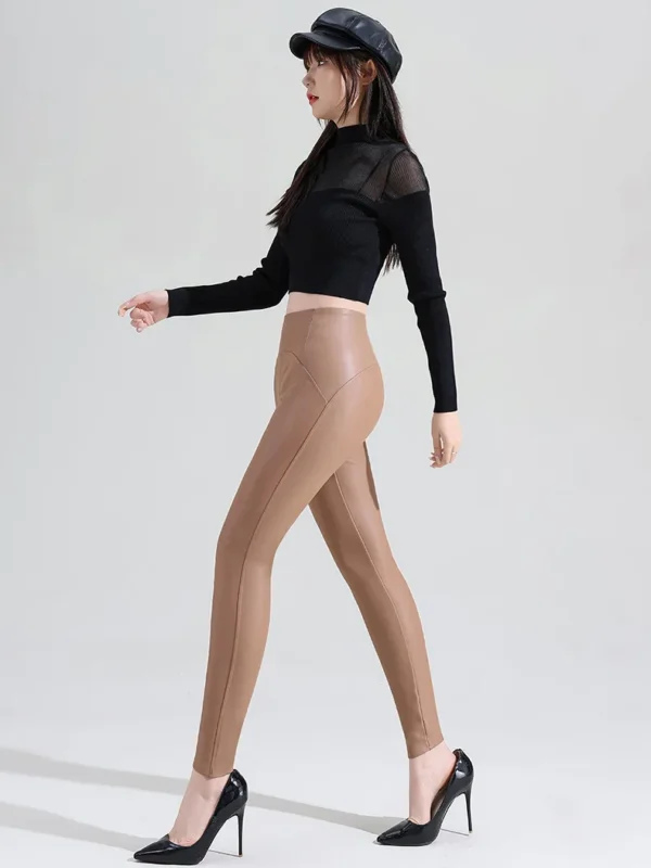 Luxurious Fleece-Lined Faux Leather Leggings for Women