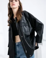 Chic Vintage PU Leather Jacket for Women with Belted Style - Image 3