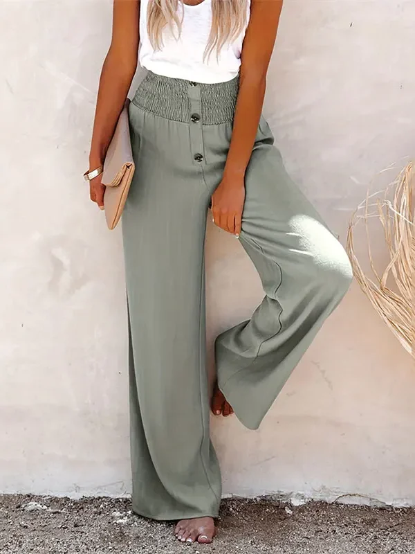 Summer Cotton Linen Wide Leg Pants for Women Pants Full Length Casual Pants Female Solid Loose High Waist Straight Trousers