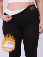 Warmth & Style: Plus Size High-Waisted Fleece Leggings - Image 2