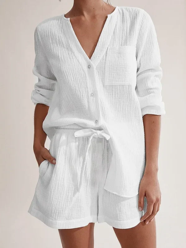 Summer Elegance: Women's 2-Piece V-Neck Sleep Set