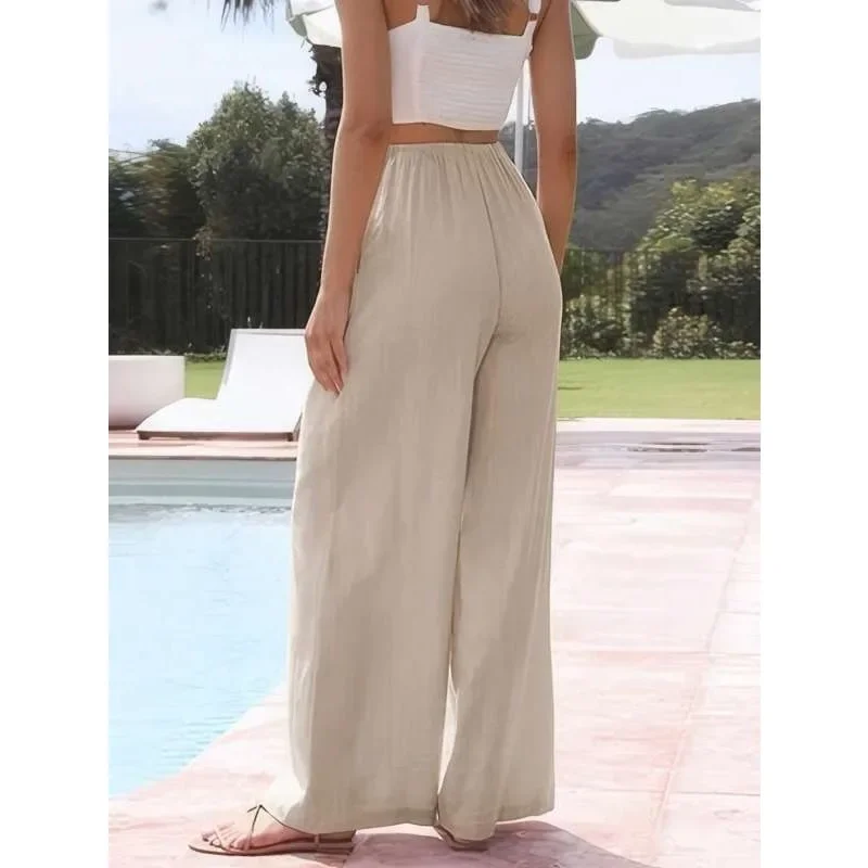 Kf-Sedeec6358C034A85B28417Fc307D29Edj Plus Size High Waisted Wide Leg Pants - Comfy Khaki Trousers