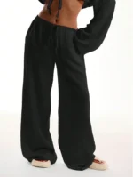 Elegant Cotton Linen Baggy Pants Fashion Women High Waist Drawstring Pocket Loose Wide Leg Pant Casual Streetwear New Trousers - Image 6