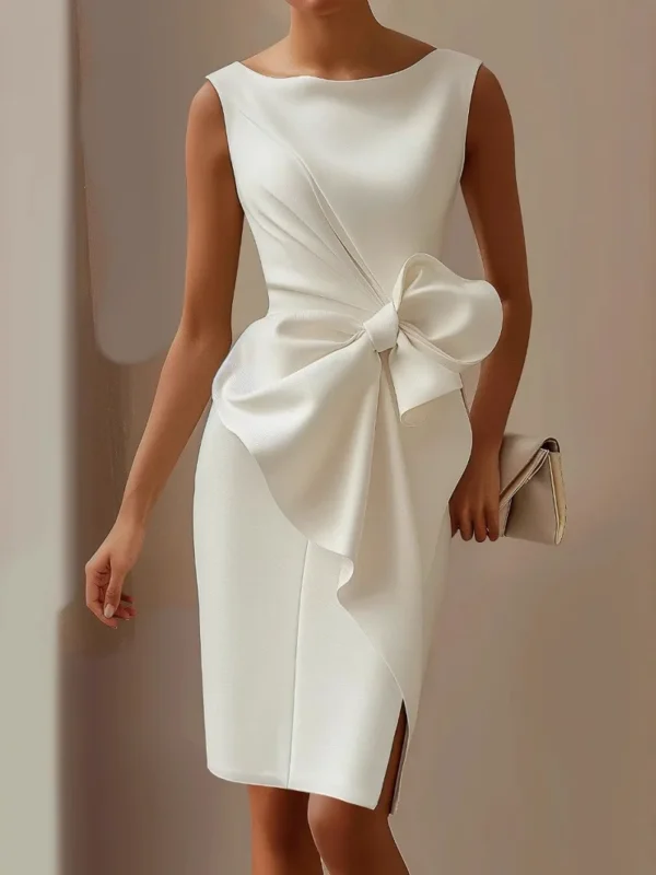 Moopsi 63 Stunning O-Neck Bow Detail Party Dress - Perfect Formal Wear