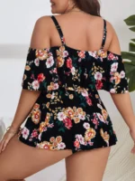 Chic Plus Size Print Ruffle Tankini Set for Confident Curves - Image 2