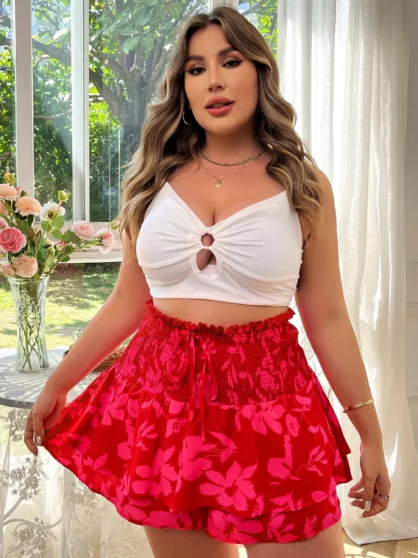 Bohemian Flower Print Plus Size Skirt for Effortless Elegance