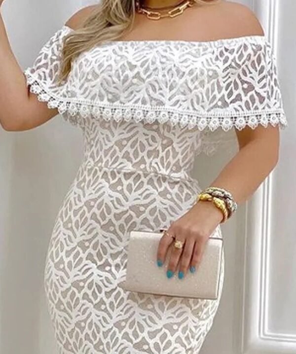 Lace Dresses Women Party Long Dress Slash Neck Off Shoulder Sleeveless  Maxi Gown A Line Summer  Female Vestidos