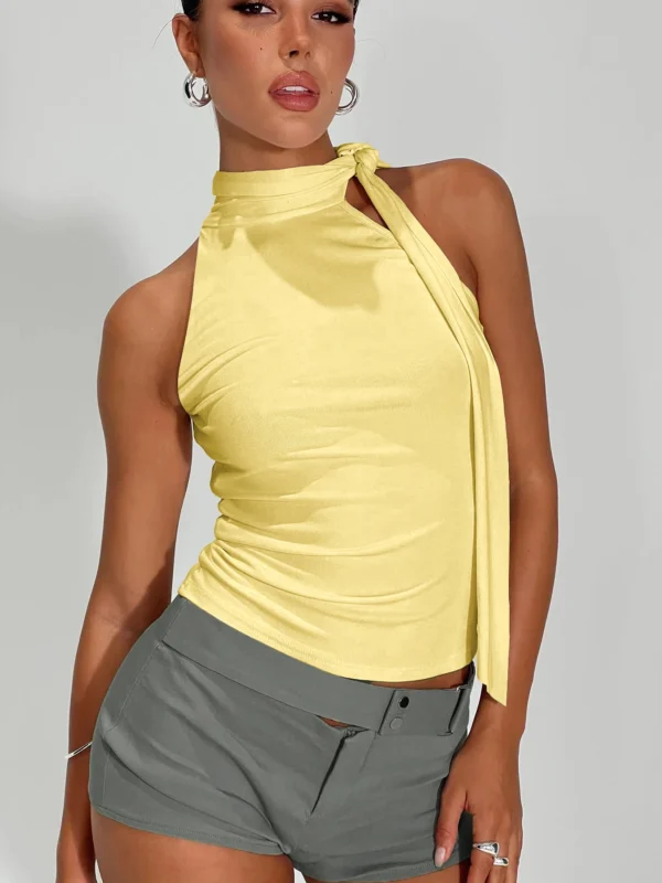 Elegant High Neck Sleeveless Vest - Perfect Party Top Women