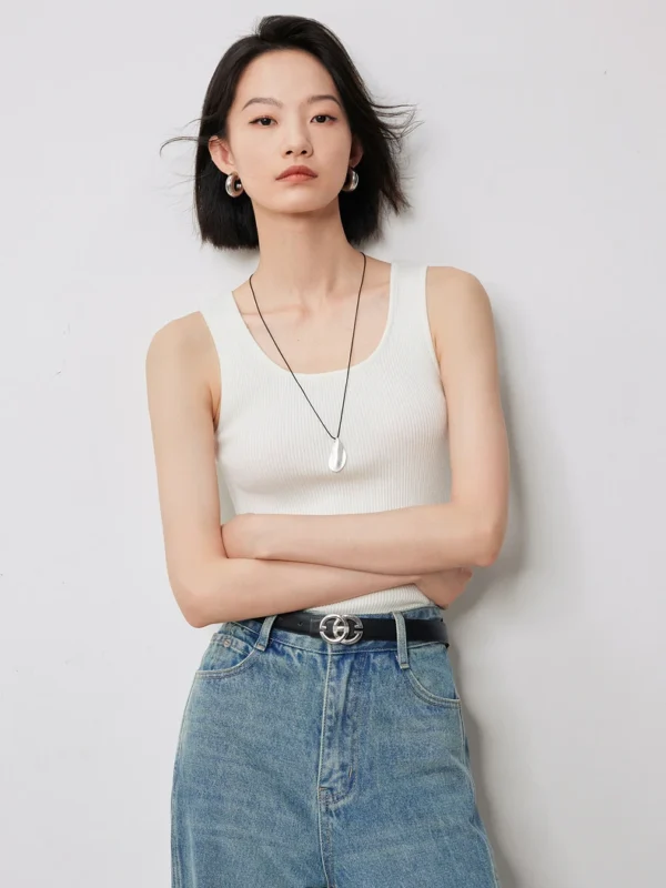 Vintage Knitted U-Neck Tank Tops for Women - Autumn Style