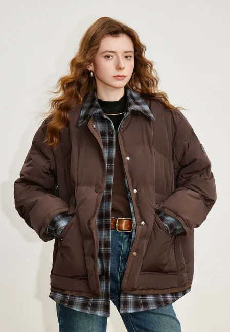 Stylish TOYOUTH Women's Short Down Jacket with Cowboy Design