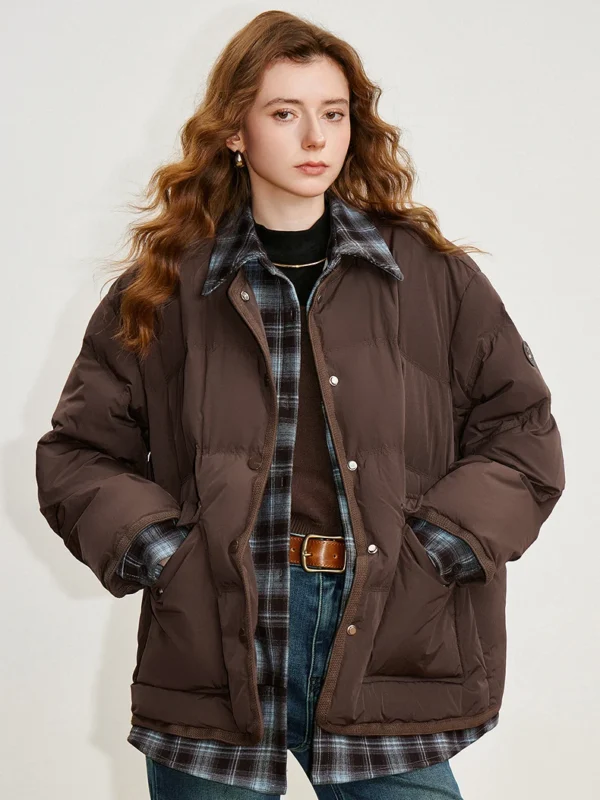 TOYOUTH Women Down Jacket  Winter New 90% White Duck Down Splicing Cowboy Fake Two Piece Warm Coat