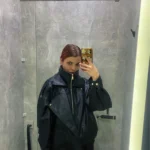 Luxe Brown Oversized Faux Leather Jacket - Bold Style Statement photo review