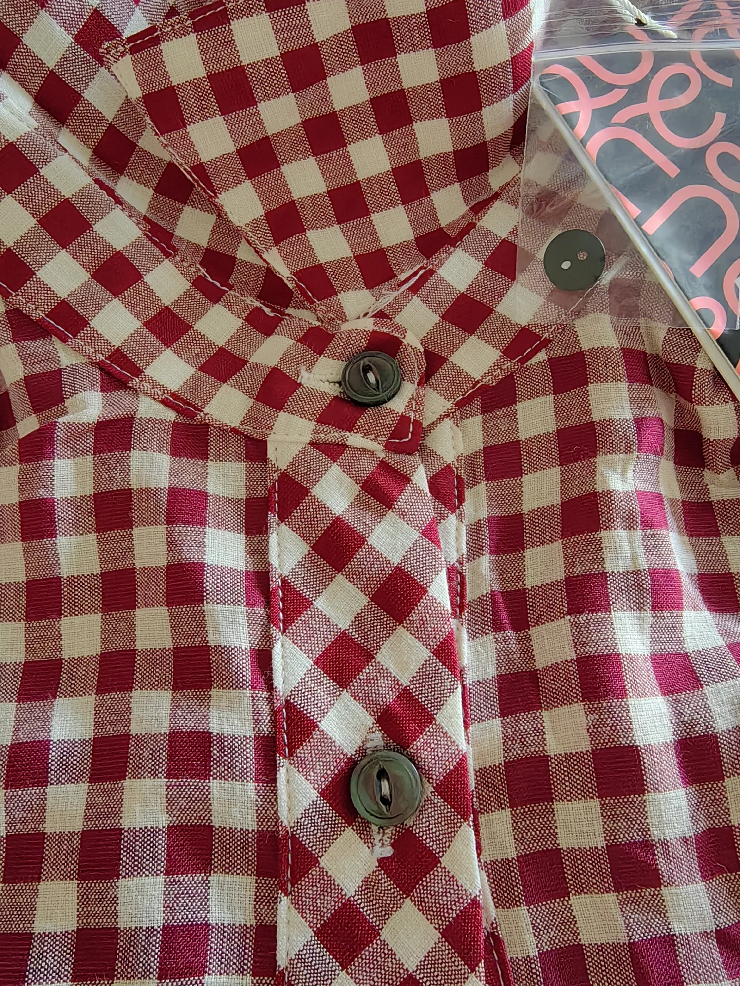 Retro Cotton Plaid Long Sleeve Blouse for Women photo review