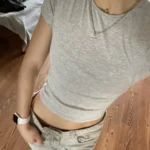 Retro Y2 K Crop Top - Stretchy Cotton Blend Summer Essential photo review