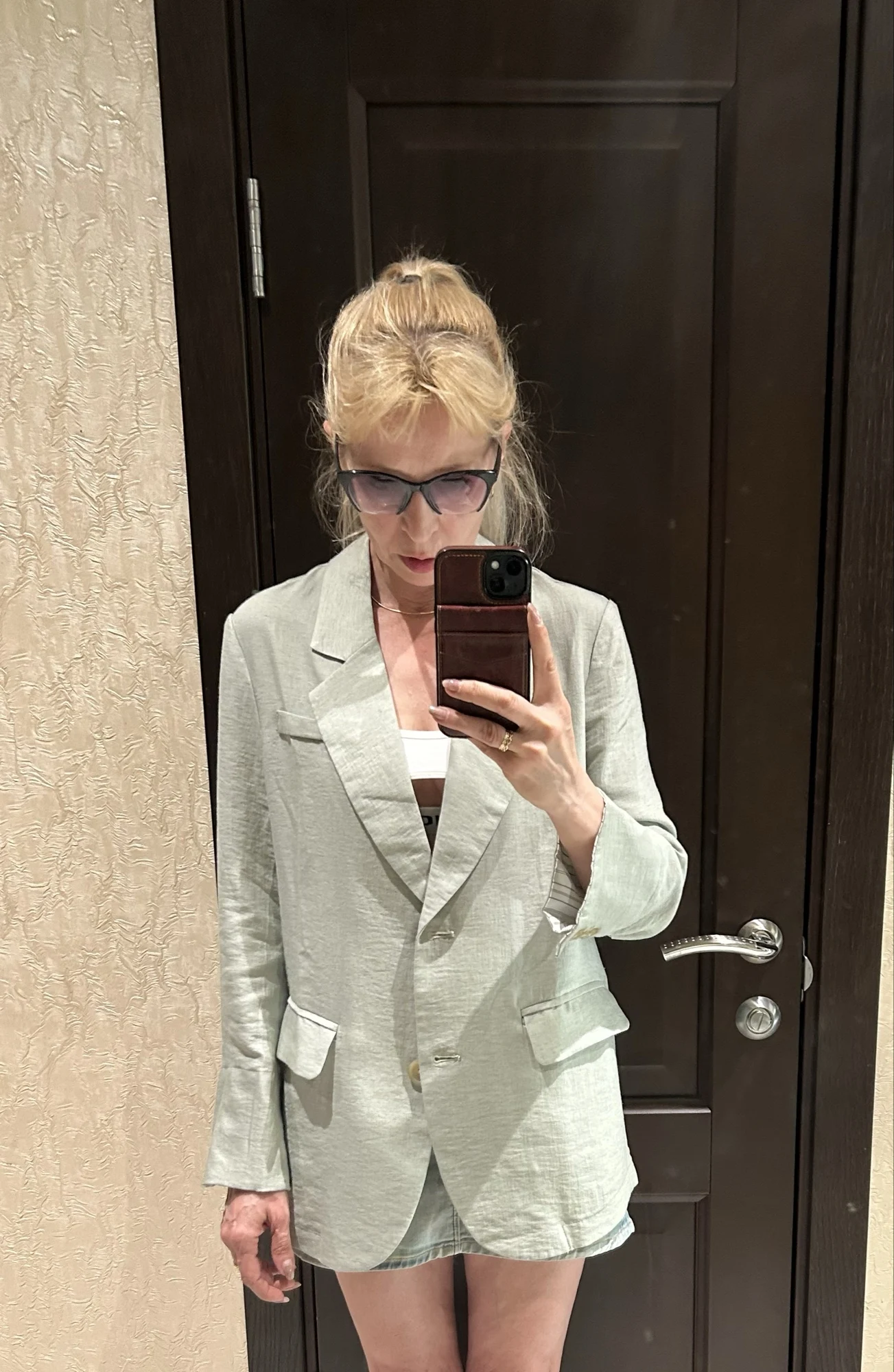 Professional Linen Blazer Women Office Jacket Loose Fit photo review