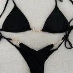 Stylish Solid Colour Triangle Bikini Set with Slim Fit photo review
