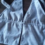 Sky Blue Striped Backless Halter Crop Top Summer Beach Vibes photo review