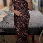 Stunning Leopard Print Backless Maxi Dress for Nightclub Glam photo review