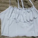 Satin Ruffle Tank Top Women's Summer Tassel Blouse Stretch photo review