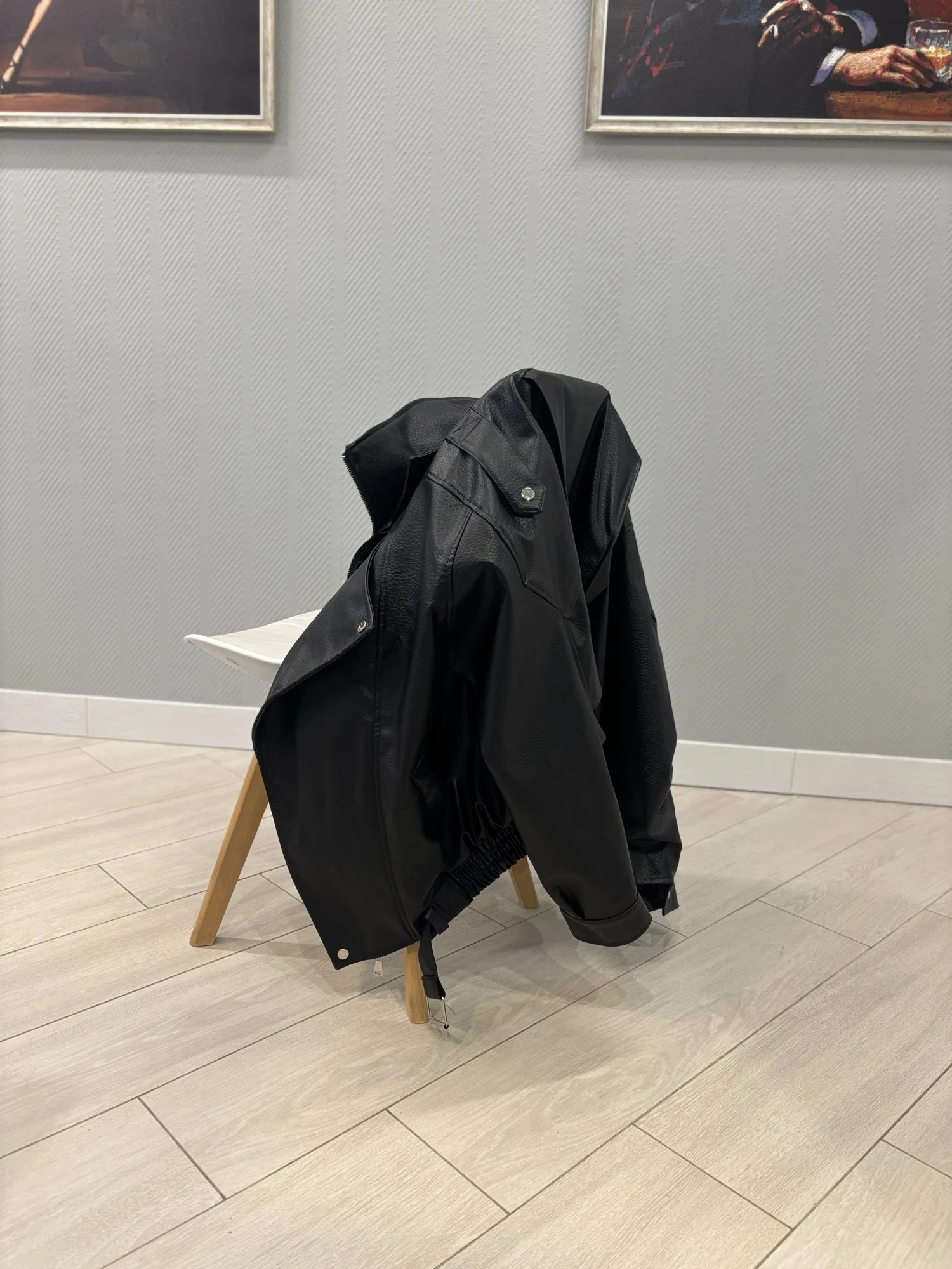 Luxe Brown Oversized Faux Leather Jacket - Bold Style Statement photo review